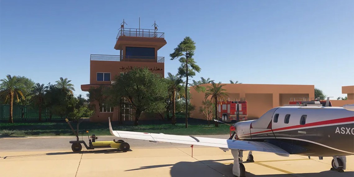 A flight simulation scene: Microsoft Flight Simulator Moulay Ali Cherif Airport