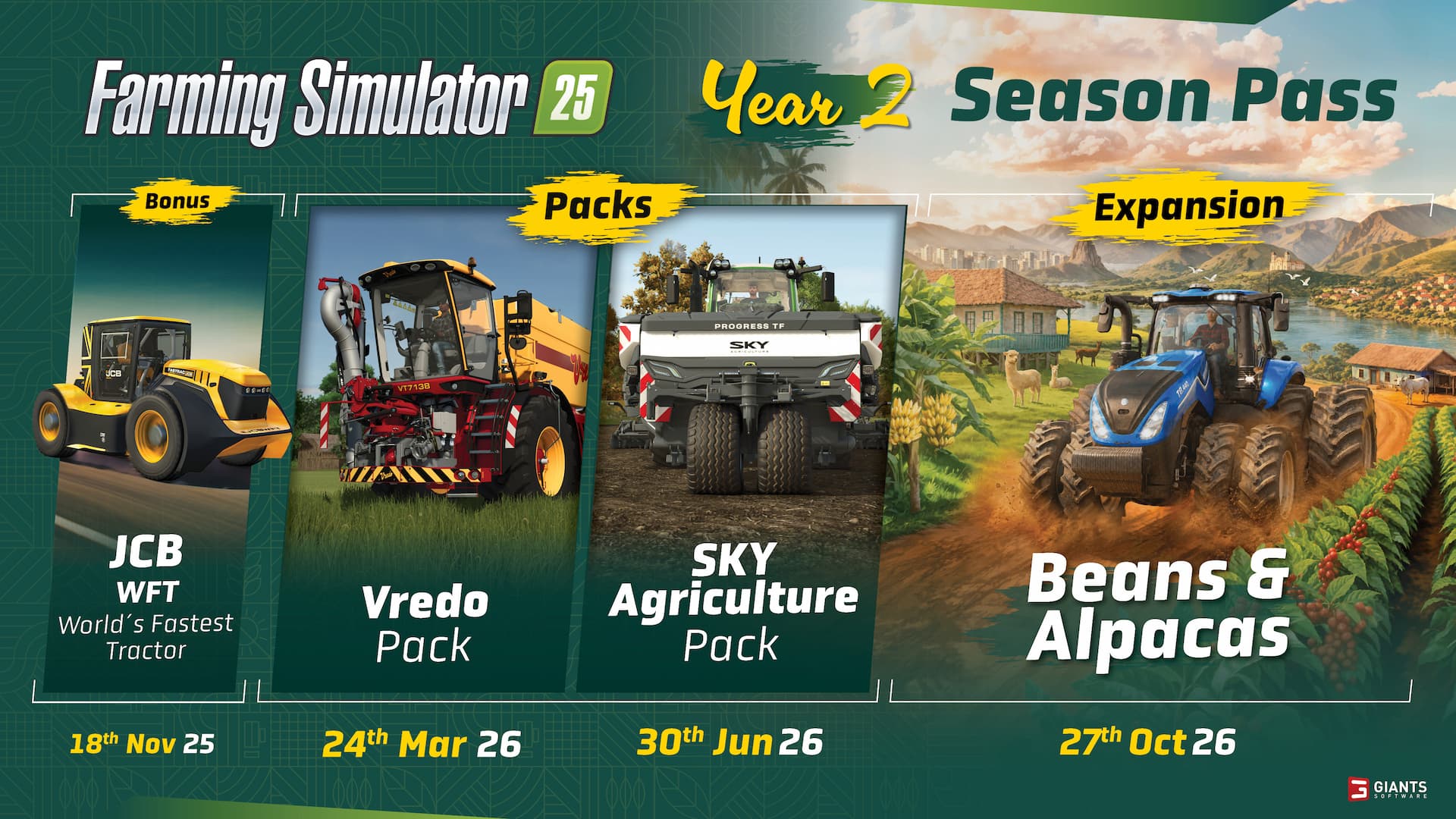 Farming Simulator 25 Beans and Alpacas updated season pass