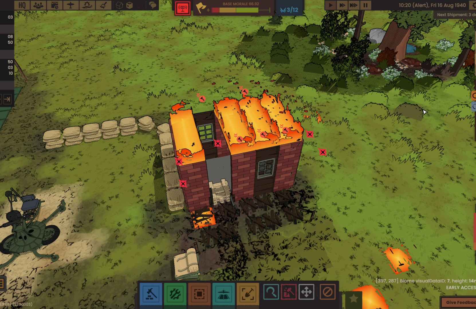 Ground of Aces burning building