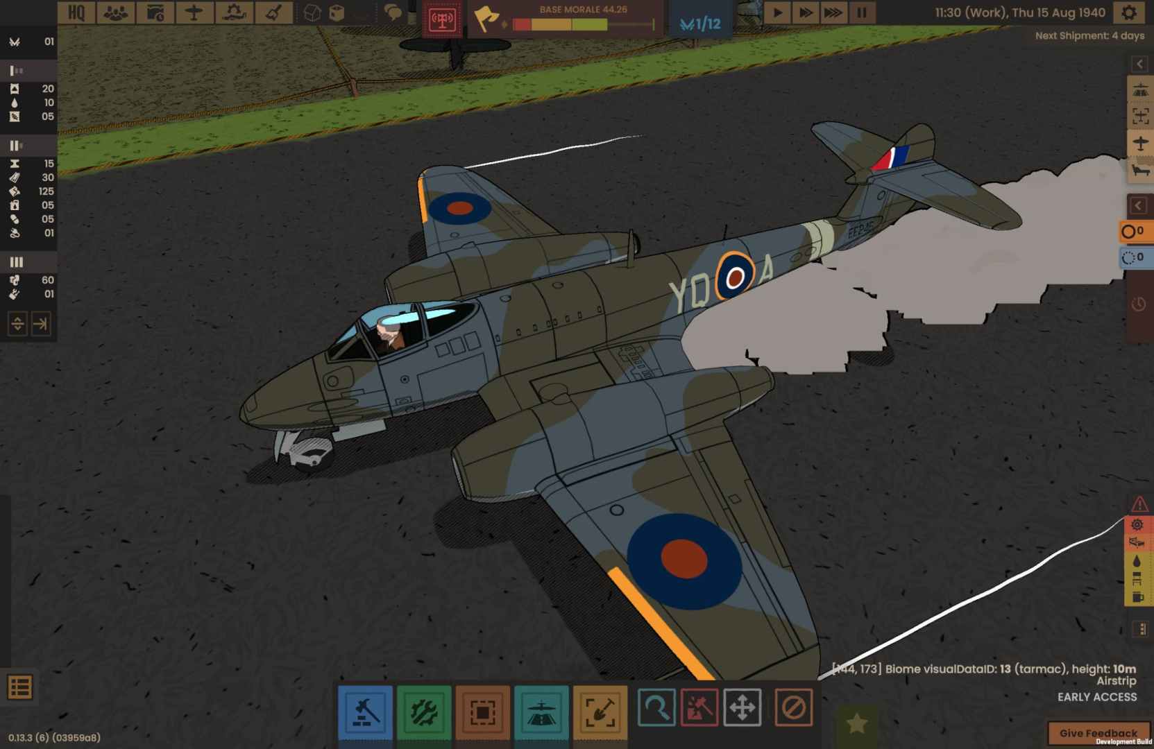 Ground of Aces smoking landing
