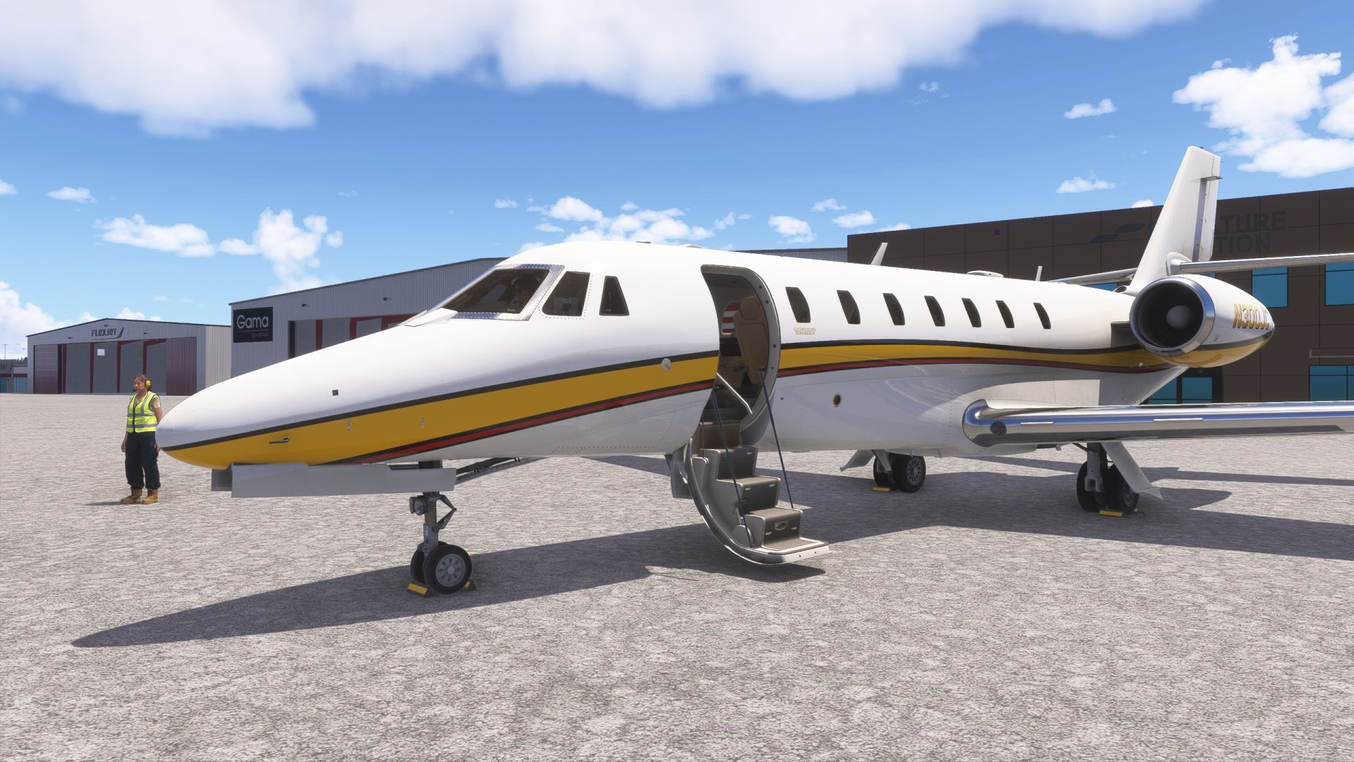 A flight simulation scene: Microsoft Flight Simulator 2024 Teterboro