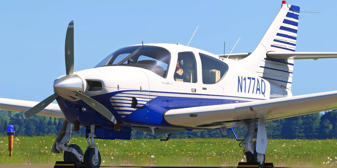 A flight simulation scene: Microsoft Flight Simulator Rockwell Commander 114