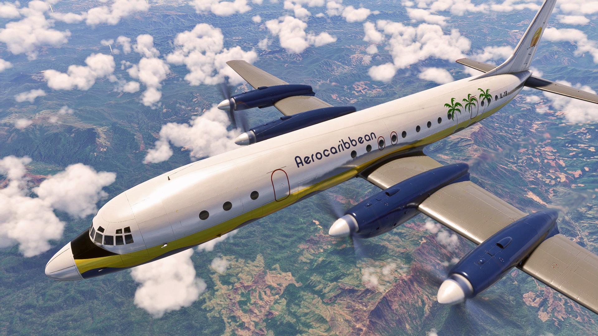 A flight simulation scene: Microsoft Flight Simulator 2024 Il-18