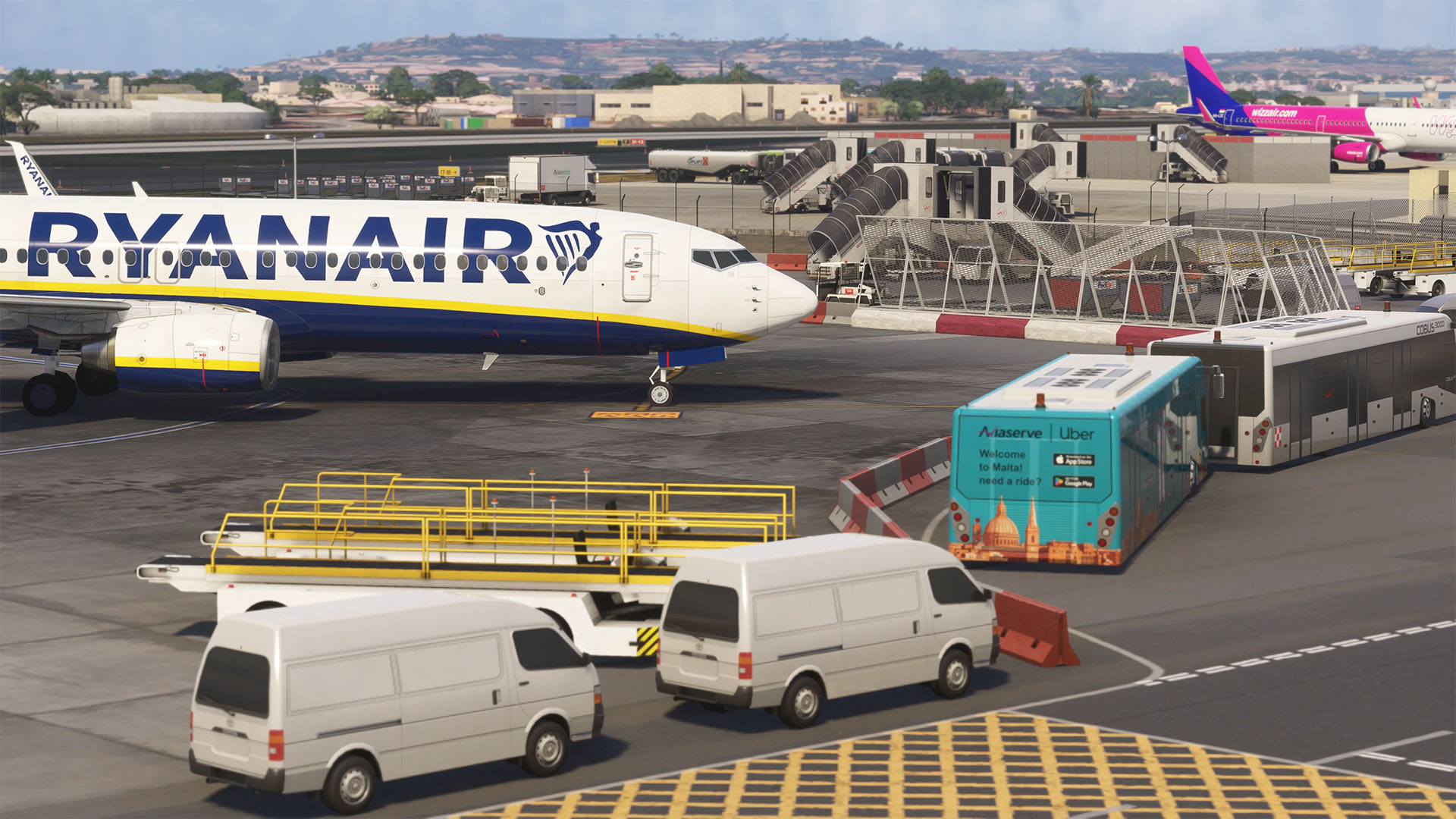 A flight simulation scene: Microsoft Flight Simulator 2024 Malta
