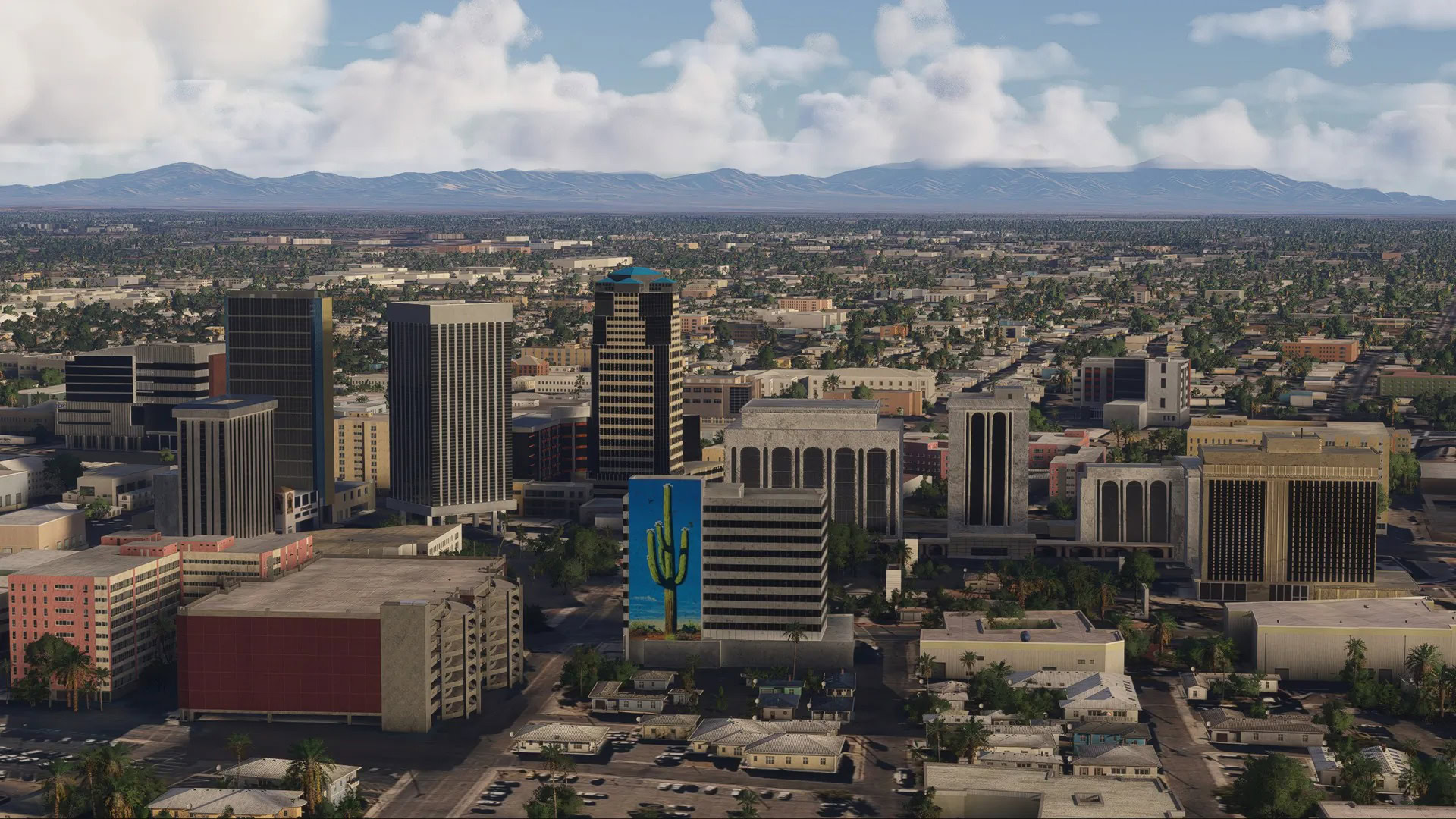 A flight simulation scene: Microsoft Flight Simulator 2024 Tucson