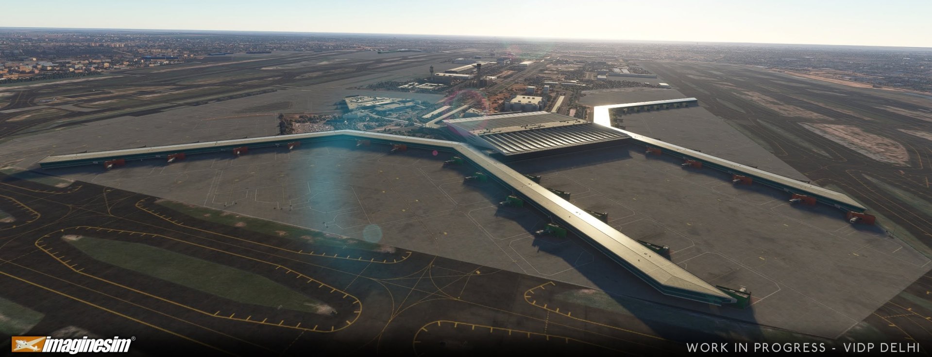 A flight simulation scene: Microsoft Flight Simulator Delhi