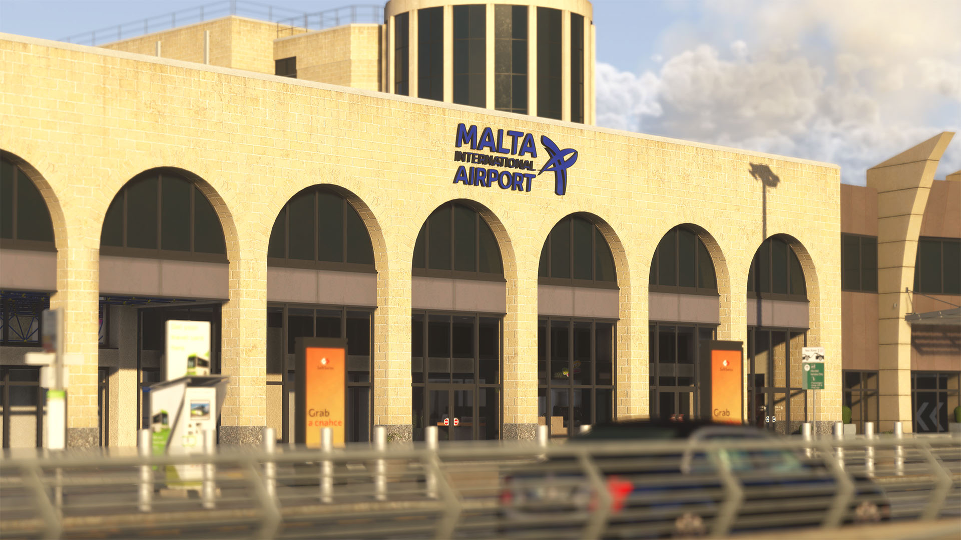 A flight simulation scene: Microsoft Flight Simulator Malta