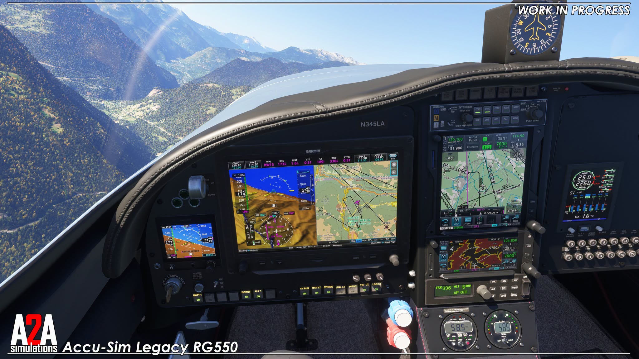 A flight simulation scene: Microsoft Flight Simulator 2024 Accu-Sim Legacy RG550