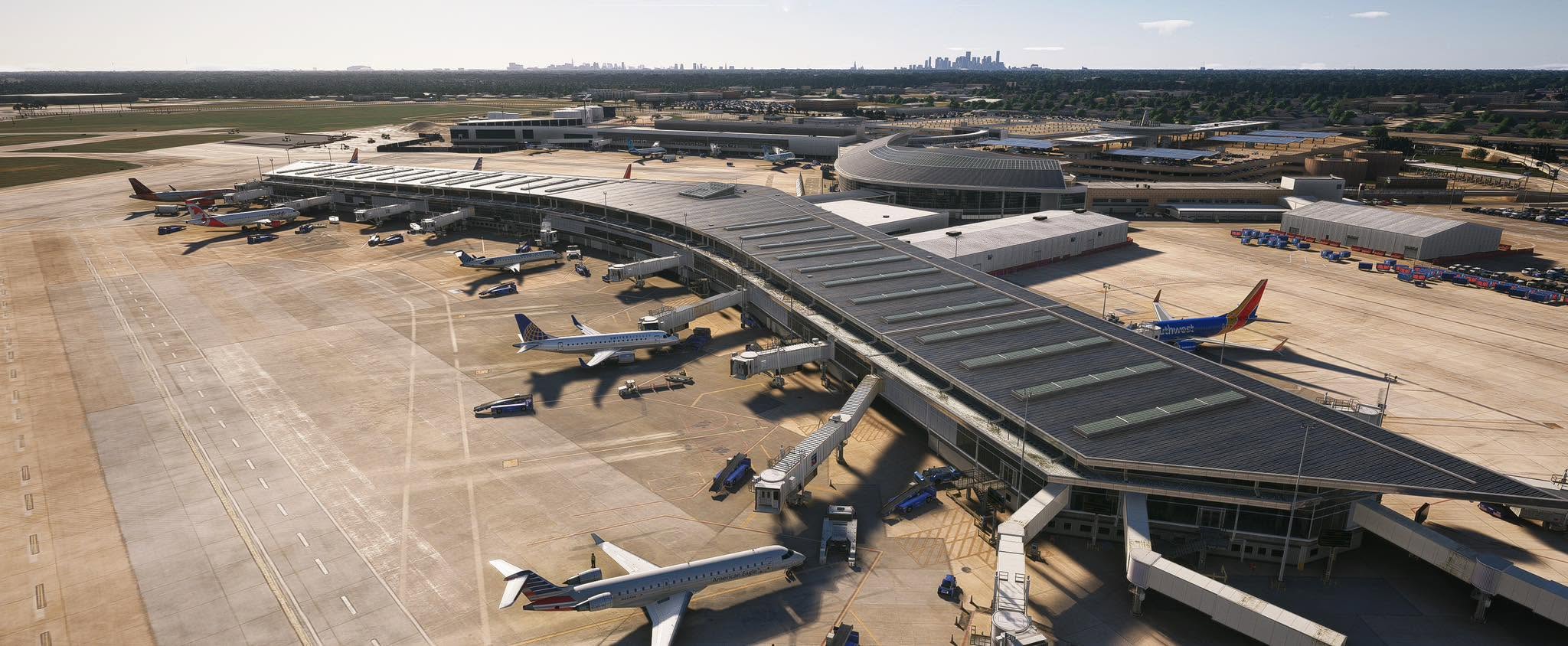A flight simulation scene: Microsoft Flight Simulator 2024 William P Hobby