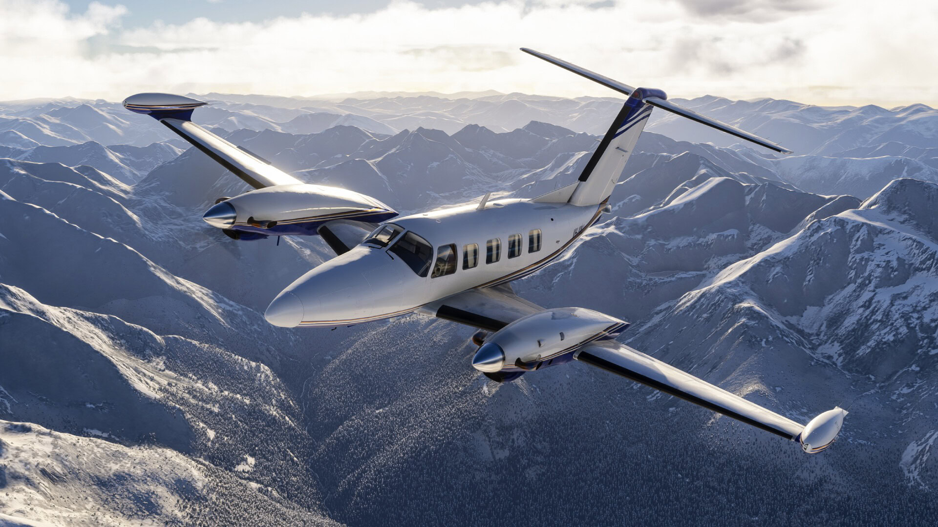 A flight simulation scene: Microsoft Flight Simulator Cheyenne