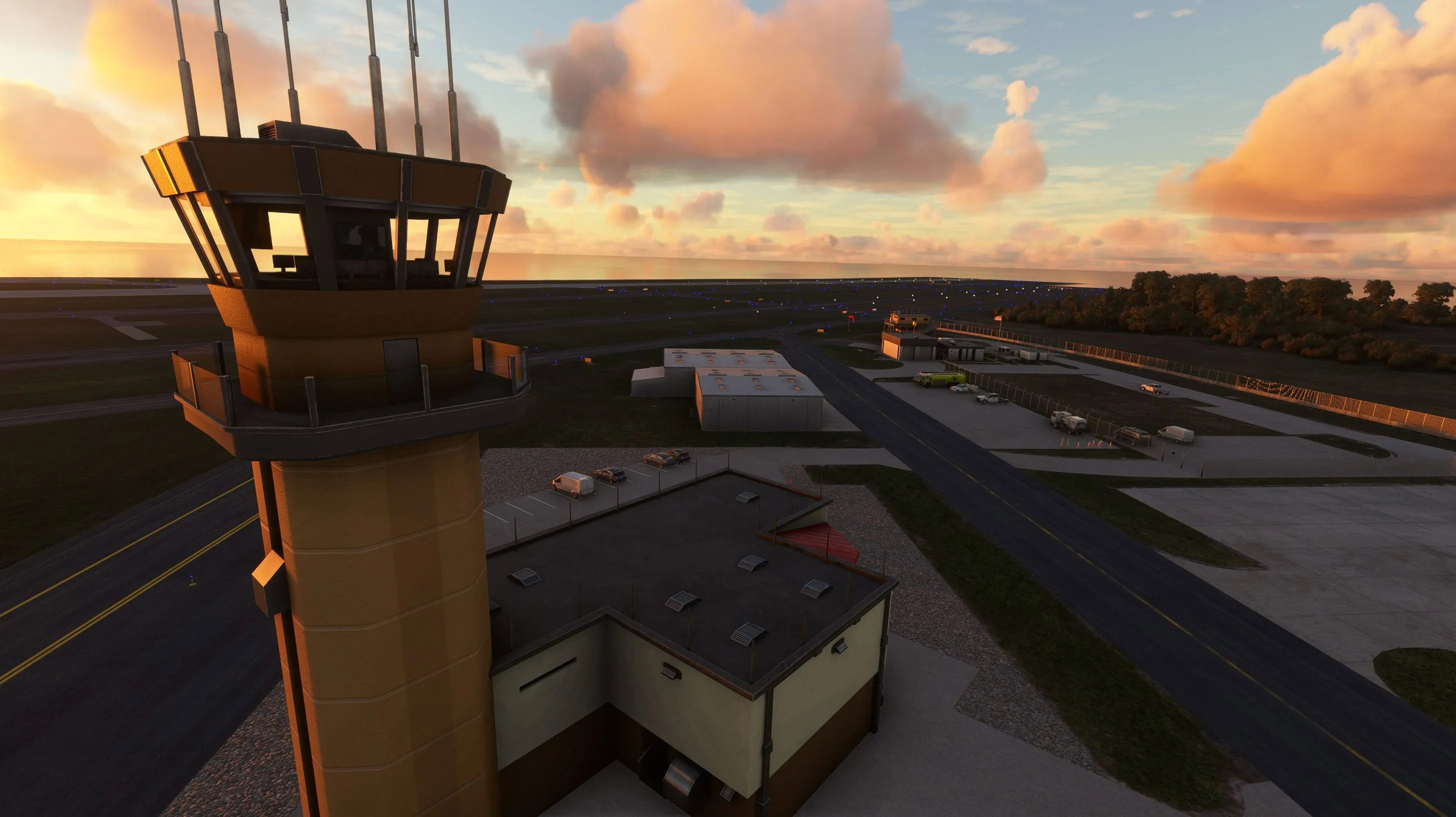 A floight simulation scene: Microsoft Flight Simulator New Orleans