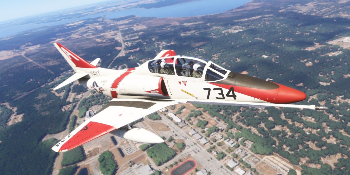 A flight simulation scene: Microsoft Flight Simulator Skyhawk