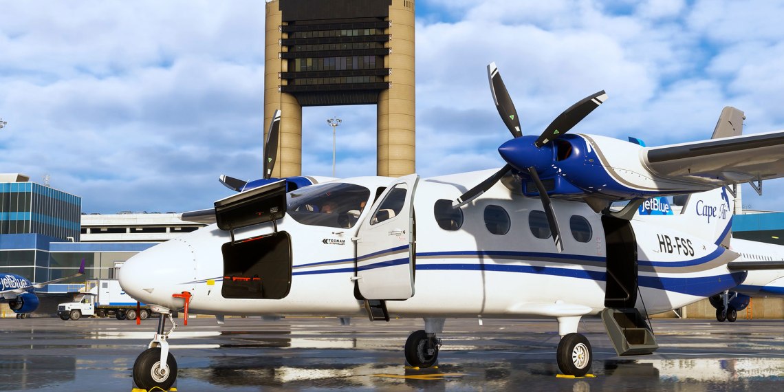 A flight simulation scene: Microsoft Flight Simulator Tecnam
