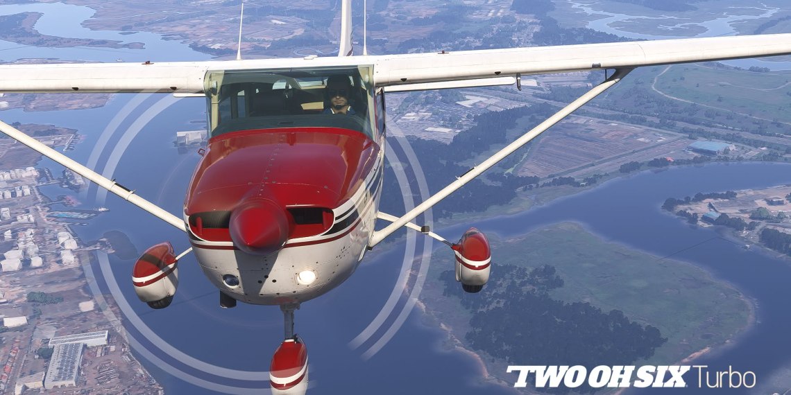 A flight simulation scene: Microsoft Flight Simulator 2024 Cessna T206H Turbo Stationair