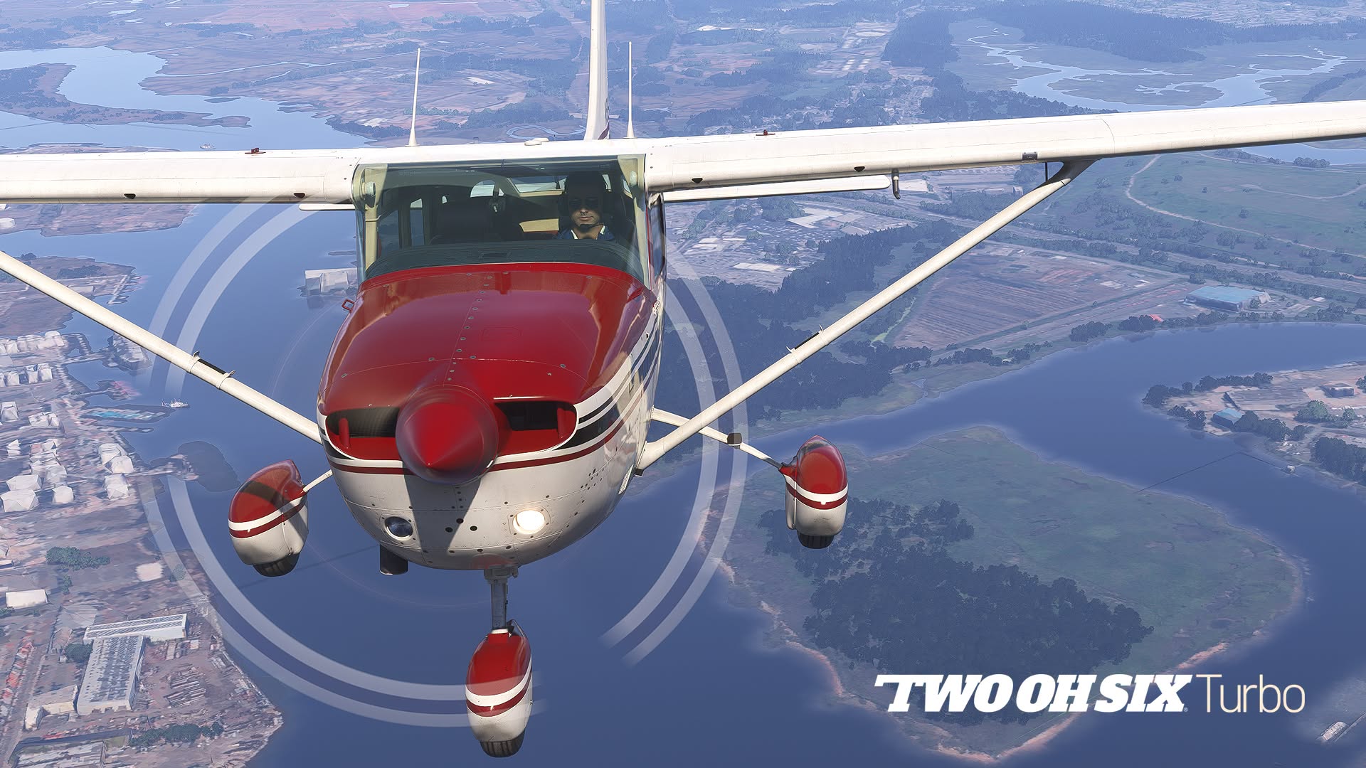 A flight simulation scene: Microsoft Flight Simulator 2024 Cessna T206H Turbo Stationair
