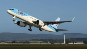 A flight simulation scene: Microsoft Flight Simulator 757