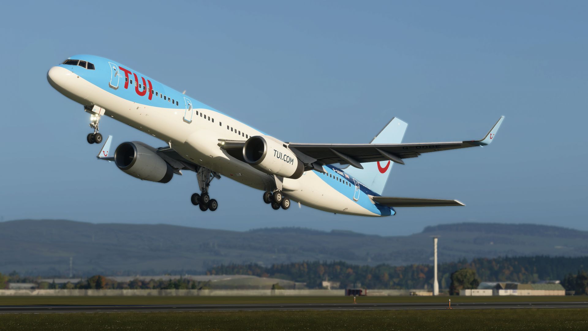 A flight simulation scene: Microsoft Flight Simulator 757