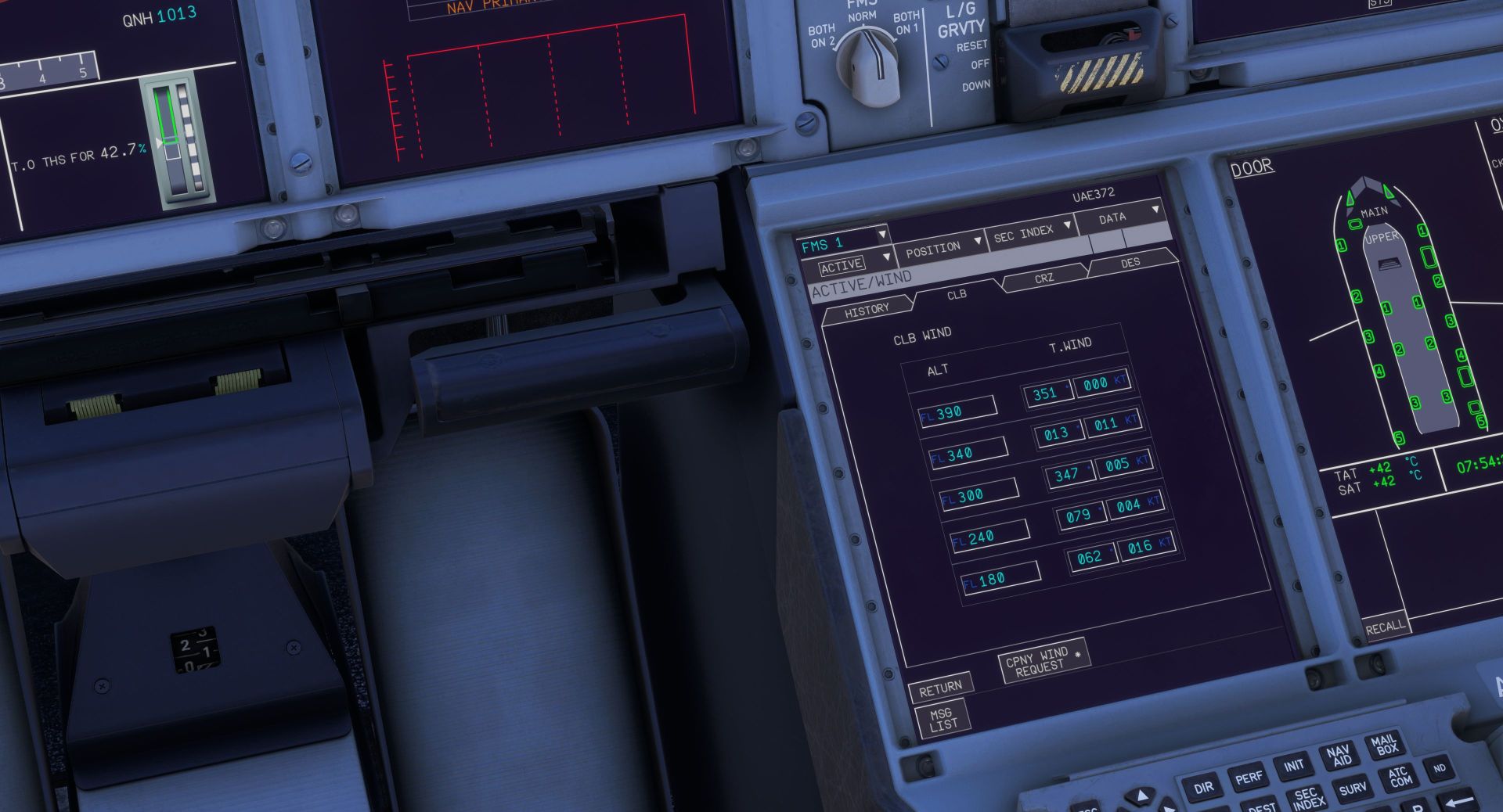 A flight simulation scene: Microsoft Flight Simulator A380FlybyWire