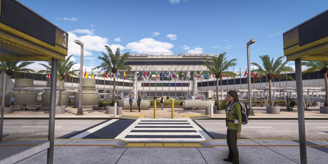 A flight simulation scene: Microsoft Flight Siulator Miami