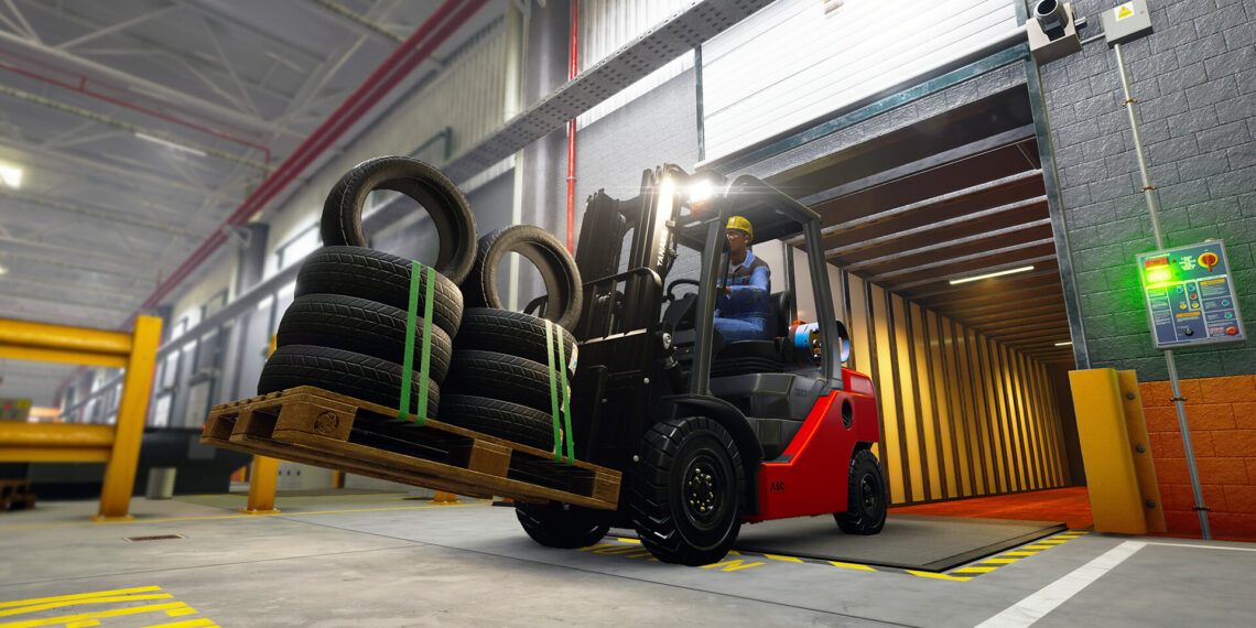 Forklift Simulator Screenshots showing a forklift carrying a load.
