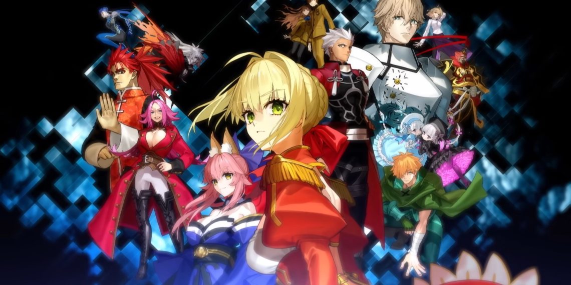 Fate/Extra Record Key Visual showing Saber and more