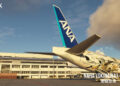 Naha Airport by MK Studios for Microsoft Flight Simulator with ANA's Pokemon Jet 787 in the foreground.