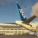 Naha Airport by MK Studios for Microsoft Flight Simulator with ANA's Pokemon Jet 787 in the foreground.