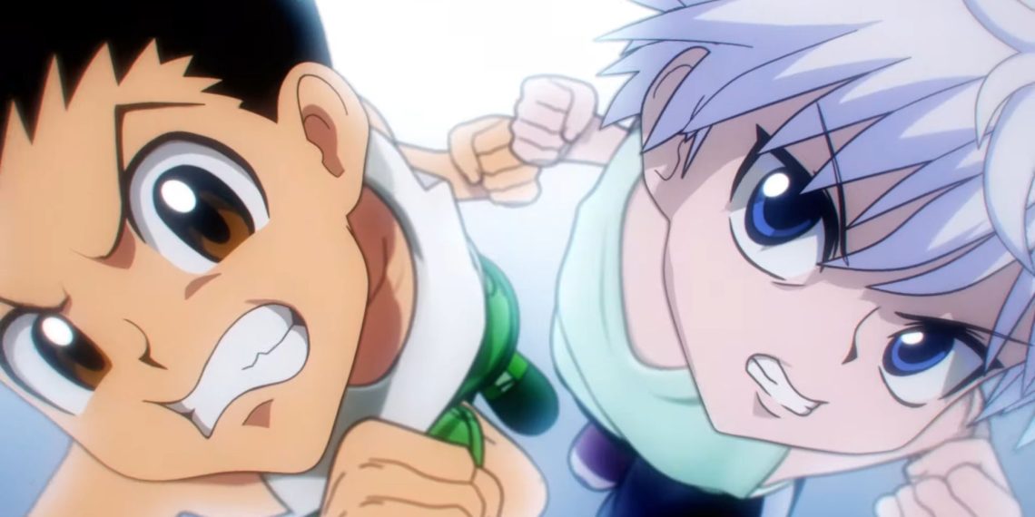 Gon and Killua in the anime cutscene of Hunter X Hunter Nen Impact