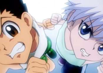 Gon and Killua in the anime cutscene of Hunter X Hunter Nen Impact