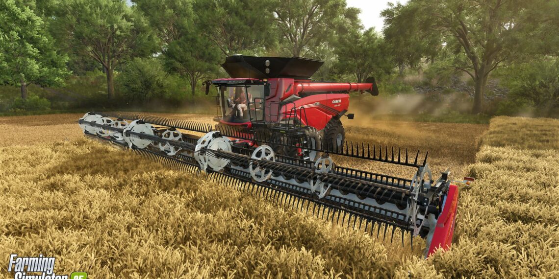 harvesting wheat in Farming Simulator 25
