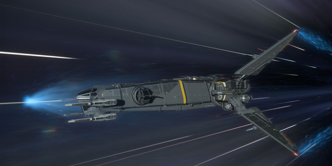 Drake Corsair in Quantum Travel in Star Citizen