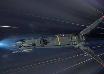 Drake Corsair in Quantum Travel in Star Citizen