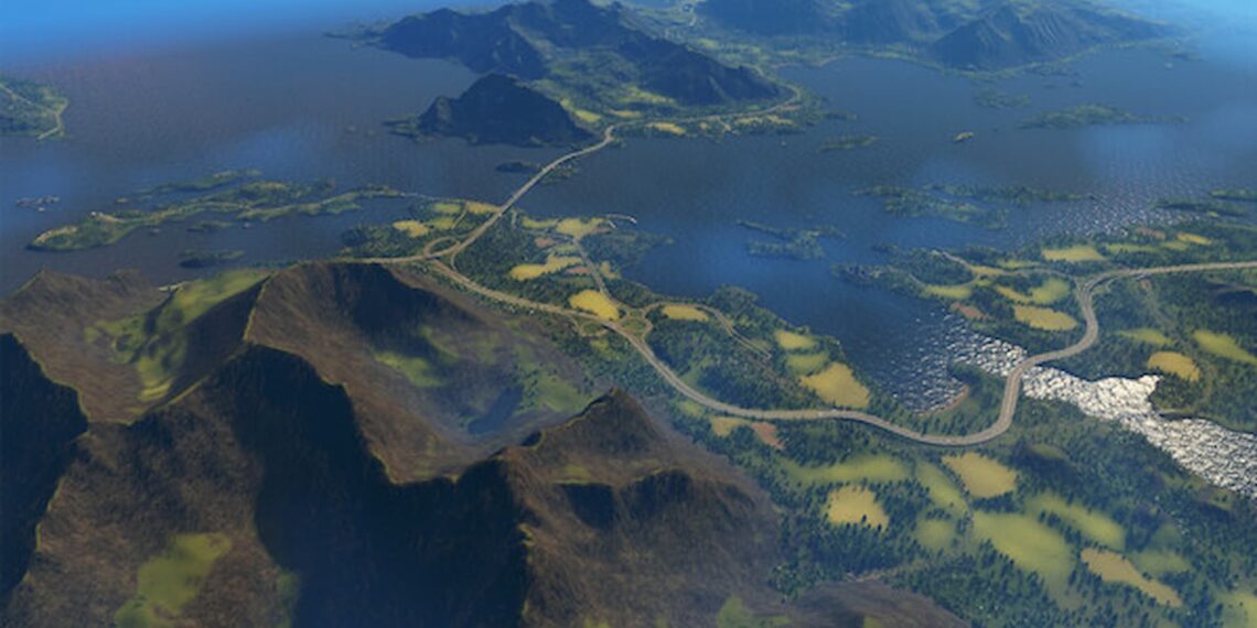 mountain by river Cities Skylines 2 Map Pack 3