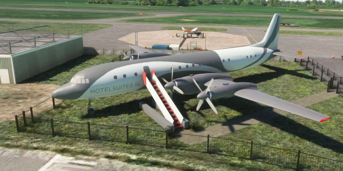 The airliner hotel at Teuge Airport in Microsoft Flight Simulator