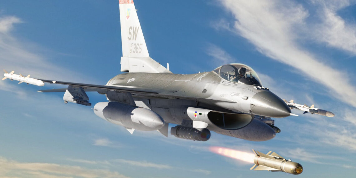 An F-16 fires a missile in DCS World