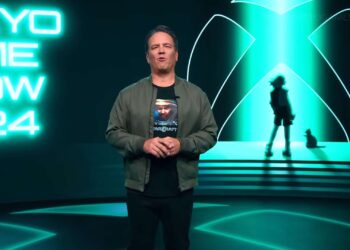 Xbox boss Phil Spencer on Tokyo Game Show backdrop.