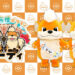 Growlithe mascots and the logo of the collaboration between Pokémon and Okinawa